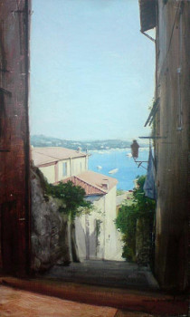 Obra contemporánea nombrada « Vue d'une ruelle de Villefranche-sur-Mer », Hecho por YARRI