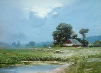 Obra contemporánea nombrada « Pré après la pluie », Hecho por YARRI