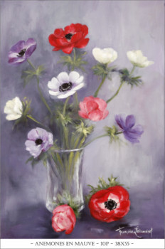 Obra contemporánea nombrada « Anemones en mauve », Hecho por FRANçOISE LEDAMOISEL