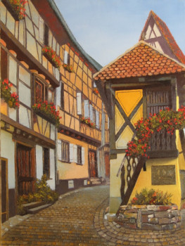 Obra contemporánea nombrada « Couleurs d'Alsace (Eguisheim) », Hecho por MARCEL DUMAS