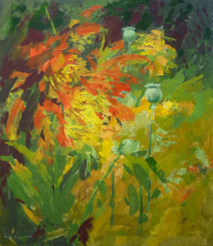 Obra contemporánea nombrada « chrysanthème », Hecho por ZHUYAN
