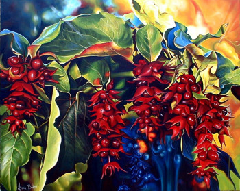 Obra contemporánea nombrada « Grappes rouges », Hecho por BANGIL BOULAIN