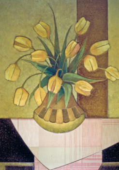 Obra contemporánea nombrada « Bouquet de tulipes », Hecho por JEAN CLAUDE MAUREL