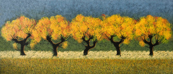 Obra contemporánea nombrada « Ceps de vigne en automne », Hecho por JEAN CLAUDE MAUREL