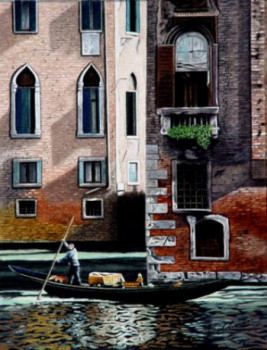 Obra contemporánea nombrada « Gondolier », Hecho por JEAN CHOUET