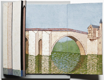 Obra contemporánea nombrada « Villeneuve sur Lot Pont Vieux (ouvert à droite) », Hecho por JEAN CLAUDE MAUREL