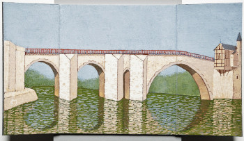 Obra contemporánea nombrada « Villeneuve sur Lot Pont Vieux (ouvert) 1 », Hecho por JEAN CLAUDE MAUREL