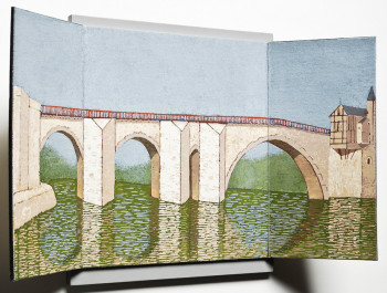 Obra contemporánea nombrada « Villeneuve sur Lot Pont Vieux (ouvert) 2 », Hecho por JEAN CLAUDE MAUREL