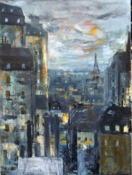 Obra contemporánea nombrada « Ciel de Paris », Hecho por GUILLOU