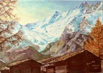 Obra contemporánea nombrada « Mazots à Saas Fee », Hecho por DARNAL