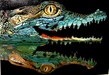 Obra contemporánea nombrada « le bébé crocodile », Hecho por ROLAND CHAIGNE