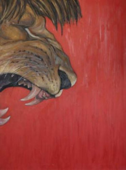 Obra contemporánea nombrada « RED LION », Hecho por JOE JOHNSON