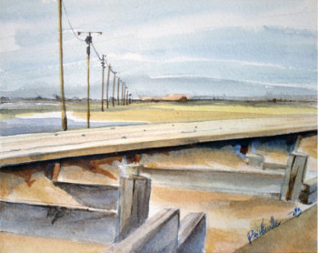 Obra contemporánea nombrada « Etang de Leucate », Hecho por JMBRISTHUILLE