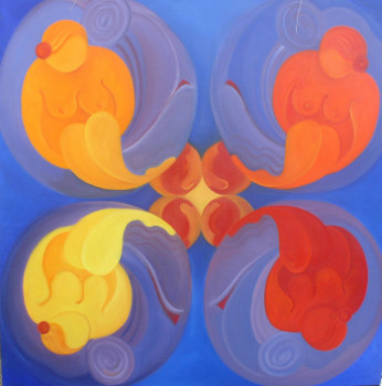Obra contemporánea nombrada « la ronde 2 », Hecho por FRANçOISE COEURET