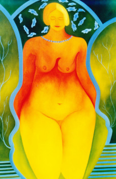 Obra contemporánea nombrada « nu jaune aux profils », Hecho por FRANçOISE COEURET