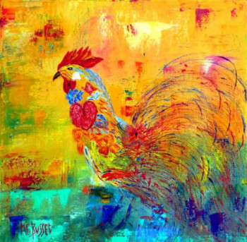 Obra contemporánea nombrada « LE COQ REVEUR », Hecho por MARIE-FRANCE BUSSET