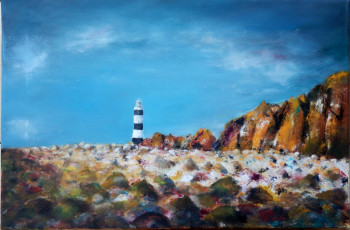 Obra contemporánea nombrada « Phare du Créach- Ouessant », Hecho por LINE GUILLEMOT