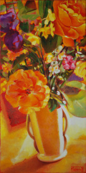 Obra contemporánea nombrada « Vase jaune », Hecho por KATIA TCHIRIEFF