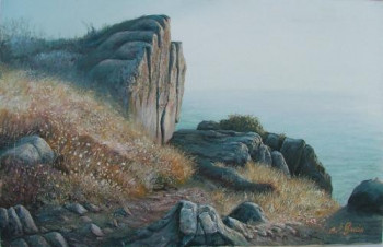 Obra contemporánea nombrada « Cancale rocher sur la falaise de la pointe du grouin en bretagne », Hecho por FABIEN GAUDIN