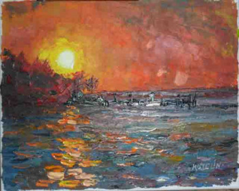 Obra contemporánea nombrada « La jetée d'Eyrac à Arcachon(3) », Hecho por MICHEL HAMELIN