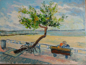 Obra contemporánea nombrada « le tamaris : promenade Thiers à Arcachon », Hecho por MICHEL HAMELIN