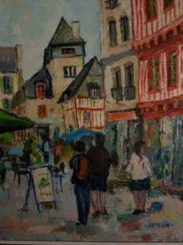 Obra contemporánea nombrada « quimper la rue René Madec », Hecho por MICHEL HAMELIN