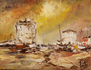 Obra contemporánea nombrada « LUEUR SUR LA ROCHELLE », Hecho por PATE