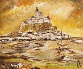 Obra contemporánea nombrada « MAREE HAUTE AU MONT SAINT MICHEL », Hecho por PATE