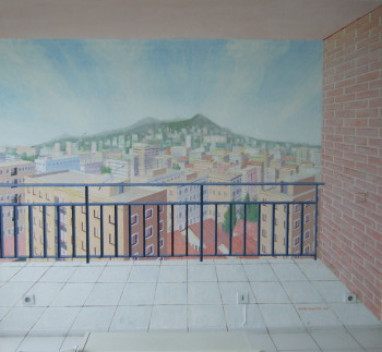 Obra contemporánea nombrada « "LA LOGGIA" (Mur peint) », Hecho por STINCKWICH