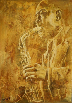 Obra contemporánea nombrada « Charlie Parker I », Hecho por KATIA FONDECAVE