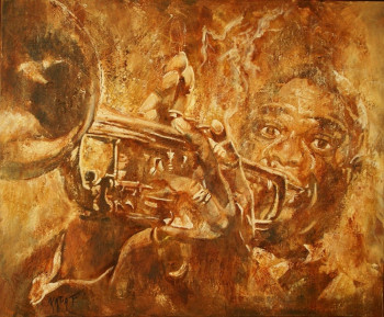 Obra contemporánea nombrada « Louis Armstrong II », Hecho por KATIA FONDECAVE