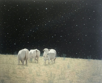 Obra contemporánea nombrada « vaches sur la lune », Hecho por DARMSTADTER