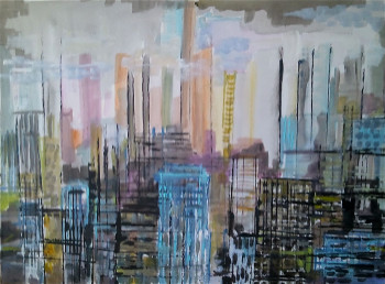 Obra contemporánea nombrada « Vapeurs grises sur New-York », Hecho por CHRISTIAN MENARD