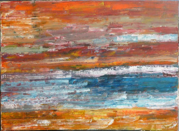 Obra contemporánea nombrada « Bord de mer au couchant », Hecho por ABB