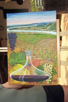 Obra contemporánea nombrada « Le Vin, la Vigne et le Rhône », Hecho por CATY