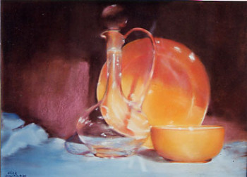 Obra contemporánea nombrada « Carafe et Bol orange », Hecho por ALICE DENAT-BOURGADE