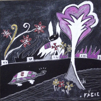 Obra contemporánea nombrada « Le lièvre et la tortue », Hecho por FABIE