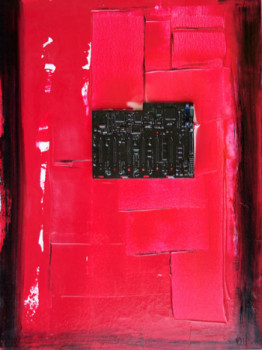 Obra contemporánea nombrada « Cyberadiation-rouge », Hecho por OLG