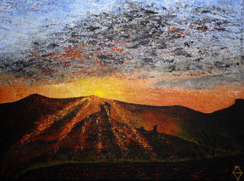 Obra contemporánea nombrada « Sunset in Canarias », Hecho por SYLVIE JESSUA CLOUTIER