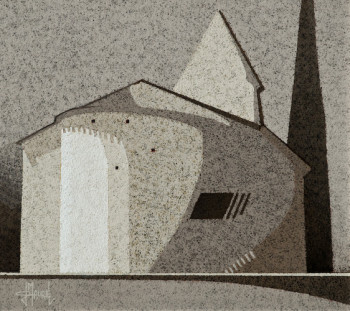 Obra contemporánea nombrada « Montaigu de Quercy.Eglise St Martin », Hecho por JEAN CLAUDE MAUREL