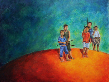 Obra contemporánea nombrada « LES PETITS GUERRIERS », Hecho por ANNAGOL