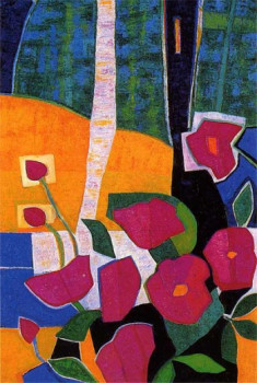 Obra contemporánea nombrada « Les grandes pivoines », Hecho por FRANCE WAGNER