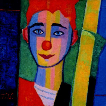 Obra contemporánea nombrada « Jeune homme au nez rouge », Hecho por FRANCE WAGNER