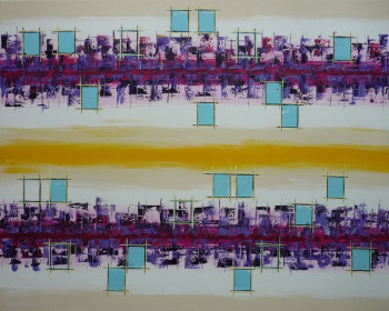 Obra contemporánea nombrada « Small blue Squares in december 21th- Low frequency », Hecho por OLIVIA BOA