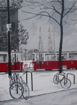 Obra contemporánea nombrada « tram rouge », Hecho por OLIVIER LAPLACE