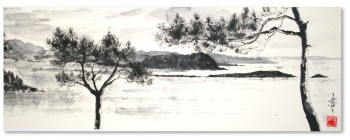 Obra contemporánea nombrada « paysage de méditerranée », Hecho por ENCRE-ZEN