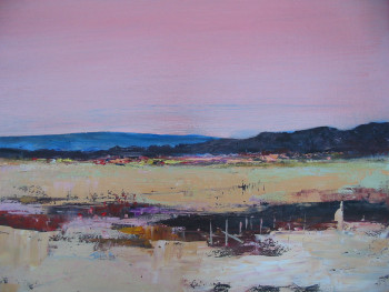 Obra contemporánea nombrada « ciel rouge dans les monts d'arrée », Hecho por ALAIN COJAN