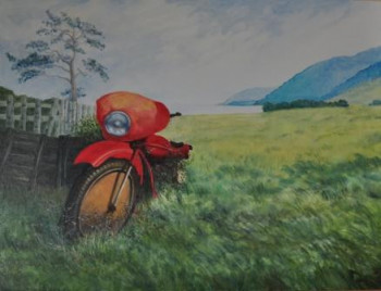 Obra contemporánea nombrada « Moto du Baïkal », Hecho por NICOLE DESDOUET