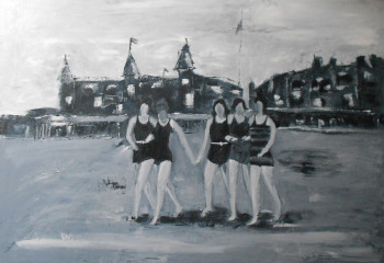 Obra contemporánea nombrada « plage en 1920 », Hecho por CLéMENTINE LUBIN