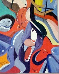 Obra contemporánea nombrada « Dauphins (Cubisme) », Hecho por ISRADAN